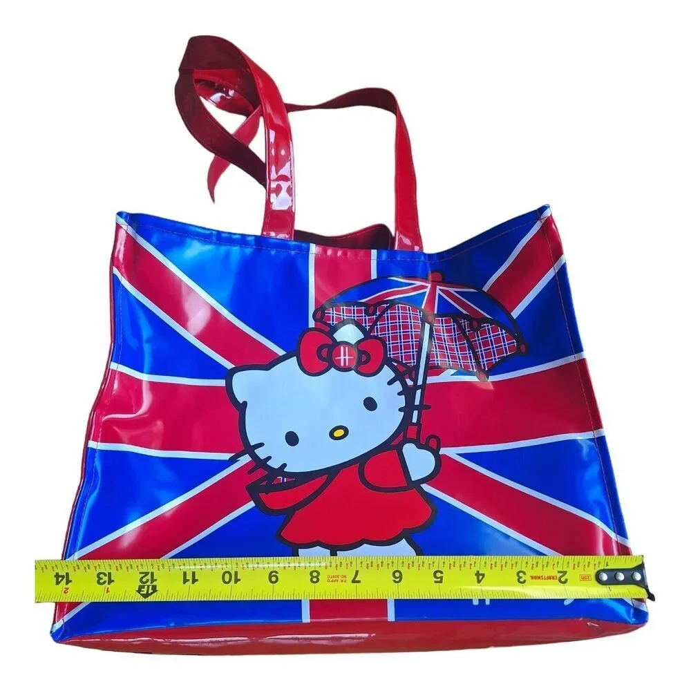 Harrods Large Hello Kitty British Flag Rare Zip Tote Shoulder Bag Sanrio NWOT